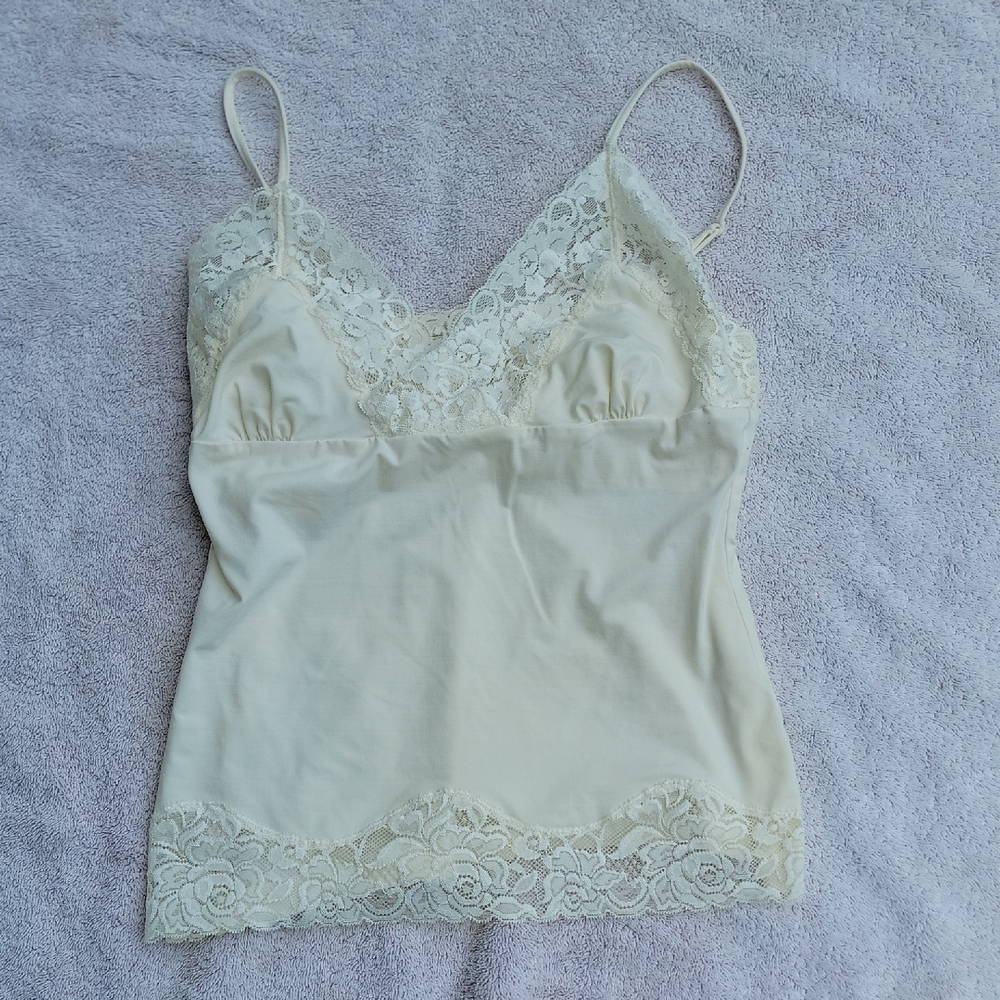 Elegant Cream Lace Trim Camisole